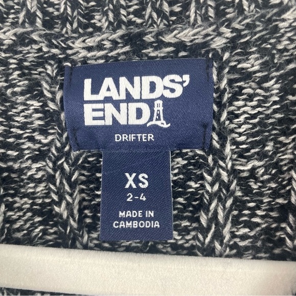 Lands' End Drifter Sweater Black Heather Cable Knit Crewneck Pullover XS - Picture 12 of 16